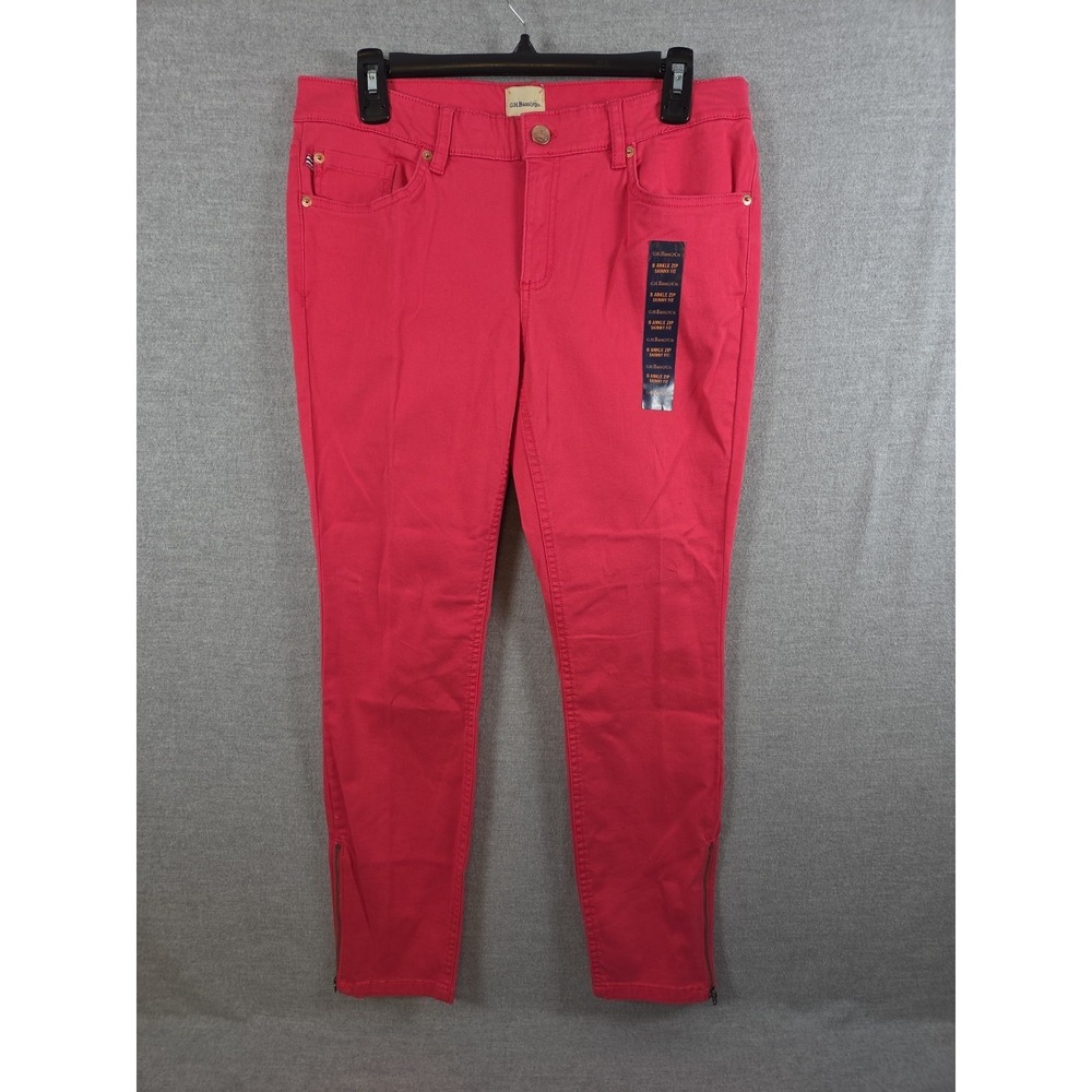 GH Bass Ankle Zip Crop Pants 8 Coral Skinny Fit Comfort Stretch Preppy NEW